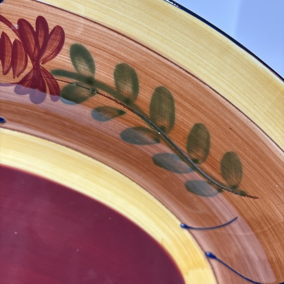 Ambiance Romance Oval Platter 18" Nance Wheeler Hand Painted Red Folk Floral - Picture 9 of 14